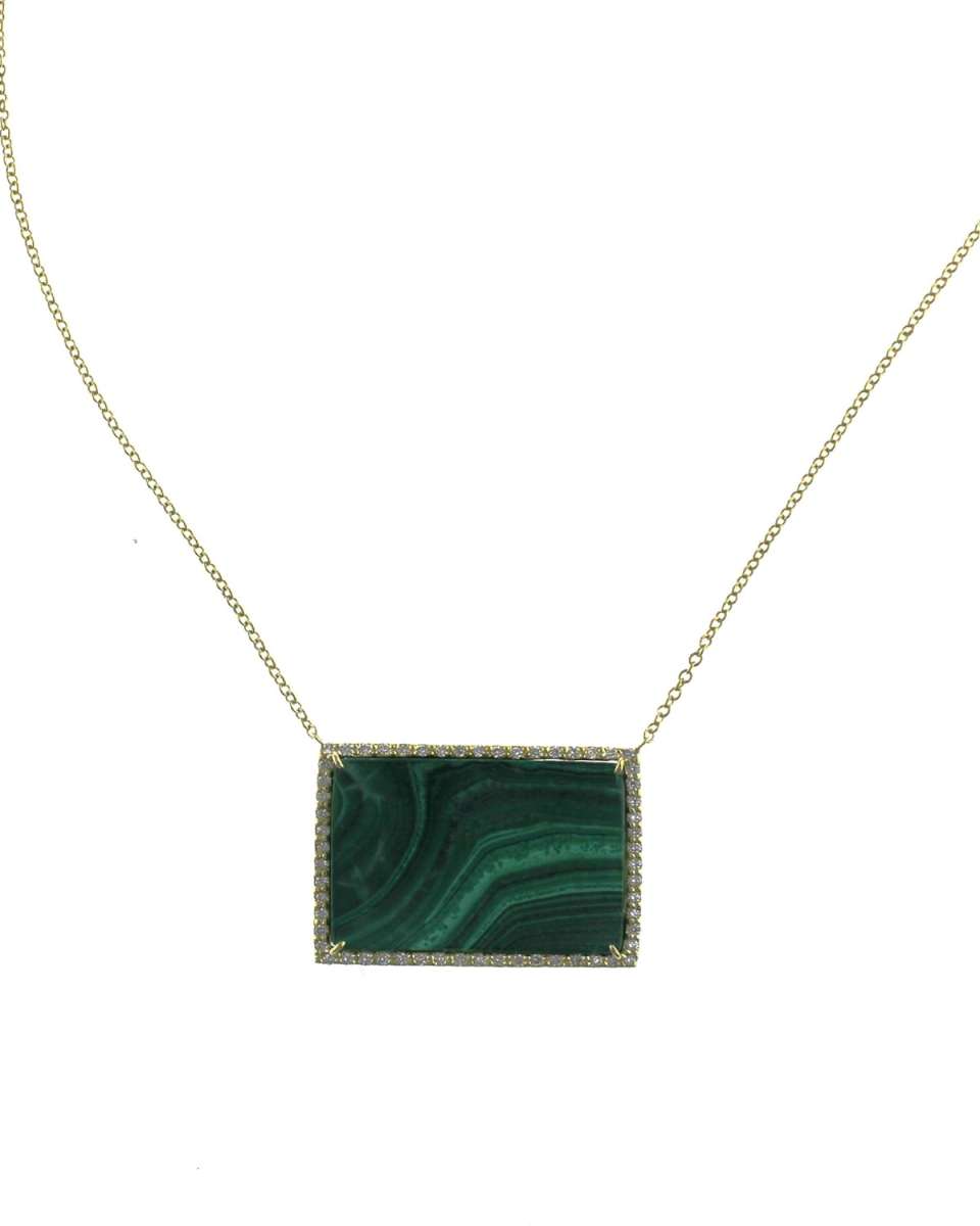 Malachite Pendant Necklace with Diamonds in 18K Gold